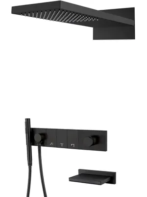 Душевая система Boheme 132-2-B встраиваемая, излив, верхний/ручной душ, чёрная