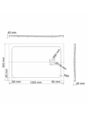 Душевой поддон WasserKRAFT 1200х900х40 низкий, искусственный камень, цвет: черный 19T07