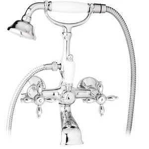Смеситель CEZARES NOSTALGIA-VD-01-Bi для ванны/душа, двухзахватный, с душ.набором, хром/белый