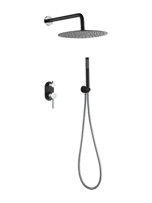 Душевая система Boheme 464-BCR встраиваемая, однозахватная, верхний/ручной душ, чёрный+хром
