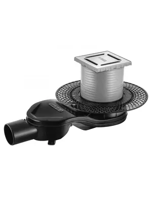 Трап душевой BERGES Norma 100х100, матовый хром, боковой выпуск S-сифон D50 H60, 090158