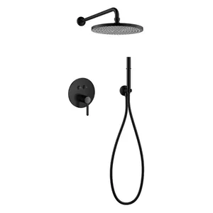 Душевой набор CEZARES -DSET-NOP со встроенным смесителем, верхним и ручным душем, черный матовый