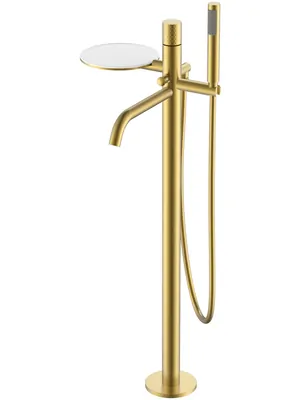 Смеситель Boheme 129-MG для ванны/душа, напольный, с ручным душем, ручка:diamond, золото мат