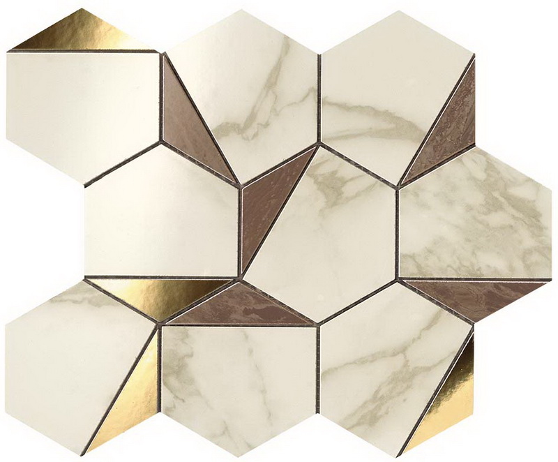 Marvel Edge Gold Hex Brown-Calacatta 25,1x29 глянцевая