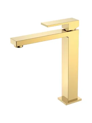 Смеситель Boheme 472-G для раковины, на 1 отв, однозахватный, фикс излив, золото