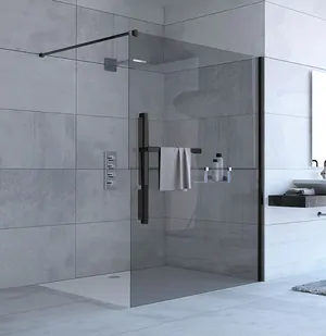 Душевая стенка HUPPE Walk-In 1200х2000 правый, матовый черный/стекло серое DT0012.123.301