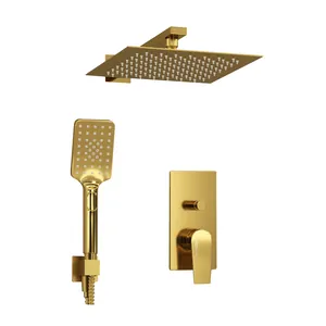 Душевая система WasserKRAFT A55201 однозахватный смеситель, верхний/ручной душ, золото матовое