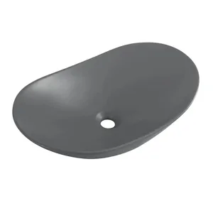 Раковина накладная BelBagno 605х370х150 овальная, без отв. под смеситель, серый мат. BB1404-H311