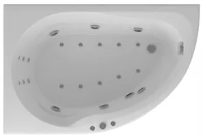 Ванна акриловая Акватек левая 150х100 гидромассаж плоская гамма хром,пн управл,фр.пан.,карк