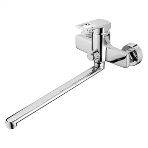 Смеситель для ванны/душа Swedbe 2050 однорычажный, настенный, длинный Z-излив, цвет: хром