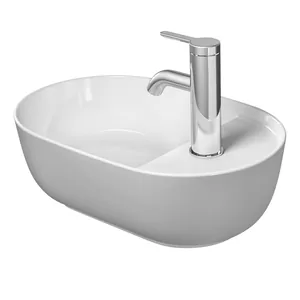 Раковина Duravit 420х270 шлифованная, серая матовая, выпуск с керамической крышкой 0381422300