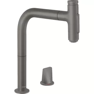 Смеситель Hansgrohe Metris Select M71 для кухни 200 мм вытяжной излив, шлиф черн хр 73818340