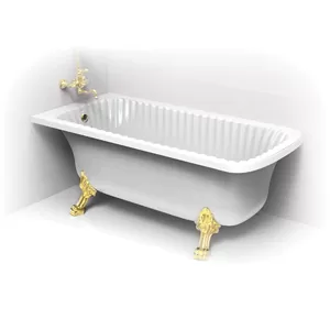 Ванна MIGLIORE ANG 174x83 на 2-х лапах "LEONE" LUX установка к стене, белая/золото 25502
