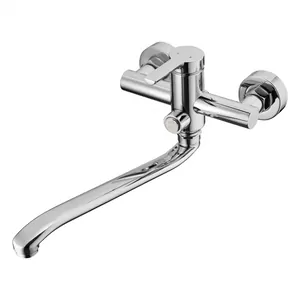 Смеситель для ванны/душа Swedbe 1055 настенный, однозахватный, длинный S-излив 350 мм, хром