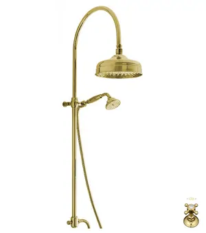 Душевая колонна Nicolazzi с верхним (20см) и ручным душем, золотая латунь 5712WSGB20