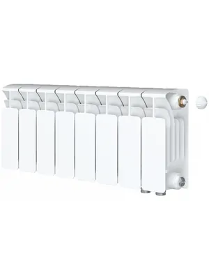 Радиатор биметаллический Rifar Ventil BVR 200 нижнее правое подключение, 8 секции, 800 Вт