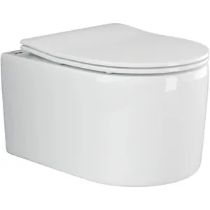 Унитаз подвесной Ceramicanova 340х370х490 безободковый, сиденье микролифт, белый CN3003