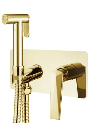 Смеситель Boheme 387 встраиваемый, с гигиеническим душем, однозахватный, золото