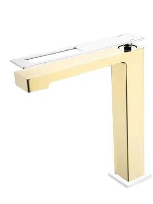 Смеситель Boheme 142-GCR для раковины, на 1 отверстие, однозахватный, золото+хром