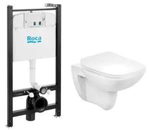 Комплект Инсталляция ROCA+унитаз ROCA Rimless+Сиденье тонкое с микролифтом 893104970