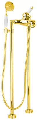 Смеситель CEZARES -VDPM-03/24-Bi для ванны, напольный, ручной душ, золото/ручка белая