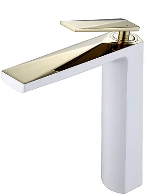 Смеситель Boheme 382-W для раковины, на 1 отверстие, однозахватный, белый+золото