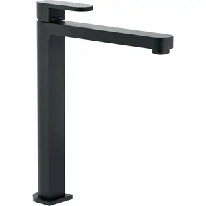 Смеситель NOBILI для раковины, однозахватный, высокий излив, д/клапан, черный мат 94128/2BM