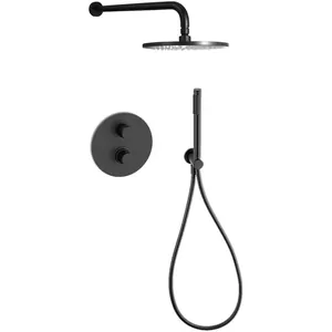 Душевая система Paffoni KITLIQ018NOKING термостатическая, черный матовый