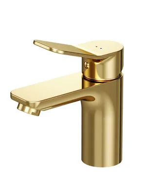 Смеситель AM.PM F85A02199 100 мм, для умывальника, однозахватный, фиксированный излив, золото