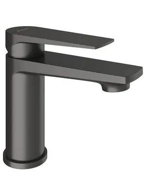 Смеситель для раковины Aqueduto LIN0245 однозахватный, низкий излив 106мм, оружейная сталь