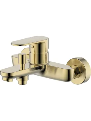 Смеситель для ванны/душа Aquatek AQ1840BG настенный, однозахватный, излив 164мм, золото шлиф