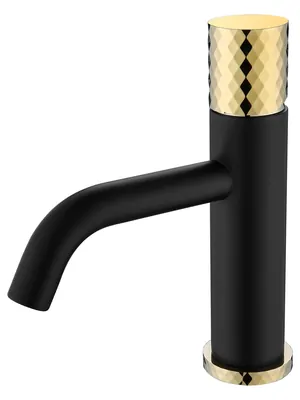 Смеситель Boheme 121-BG для раковины, на 1 отверстие, однозахват, ручка diamond, черный+золото