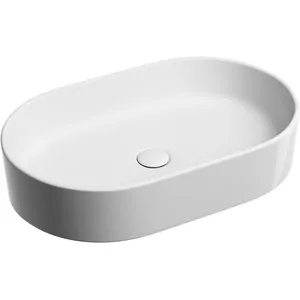 Раковина накладная Ceramicanova 608х385х122 овальная, без отв. под смеситель, белый CN6048