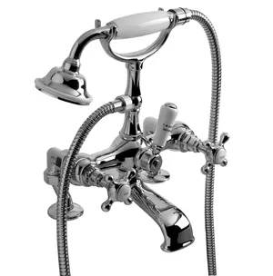 Смеситель на борт ванны Devon&Devon UTAU933/BCR с лейкой и шлангом, двухзахватный, хром