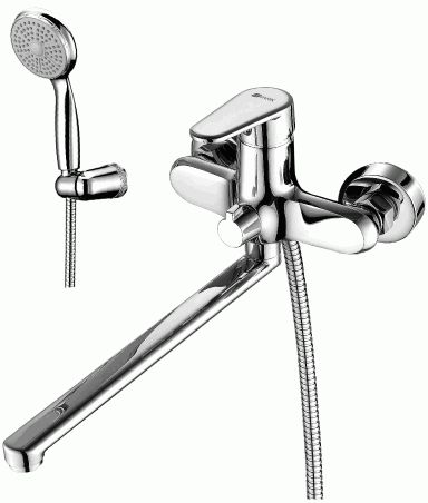Смеситель для ванны/душа Lemark LM0351C однозахватный, поворот.излив 300мм, душ.комплект, хром