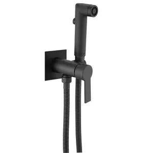 Смеситель встраиваемый ESKO Black однозахватный, с гигиеническим душем, цвет: черный матовый