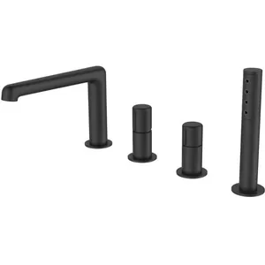 Смеситель на борт ванны BelBagno -BVD4-NERO однозахватный,на 4 отв.,с душ. гарнит.,черн. матовый