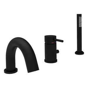 Смеситель на борт ванны Paffoni LIG047NO однозахватный, на 3 отв., черный матовый