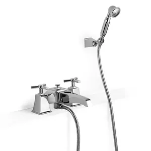 Смеситель на борт ванны Devon&Devon 2233BCR двухзахватный, ручная лейка, шланг, цвет: хром