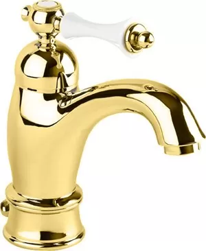 Смеситель CEZARES -LSM1-A-03/24-Bi для умывальника, донный клапан, золото/ручка белая