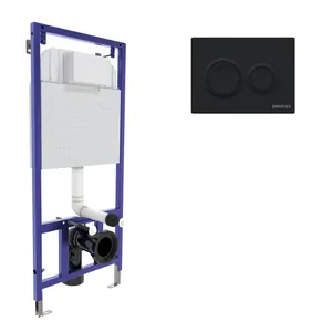 Комплект BERGES инсталляция для скрытого монтажа унитаза, клавиша смыва O5 черный soft-touch 040265