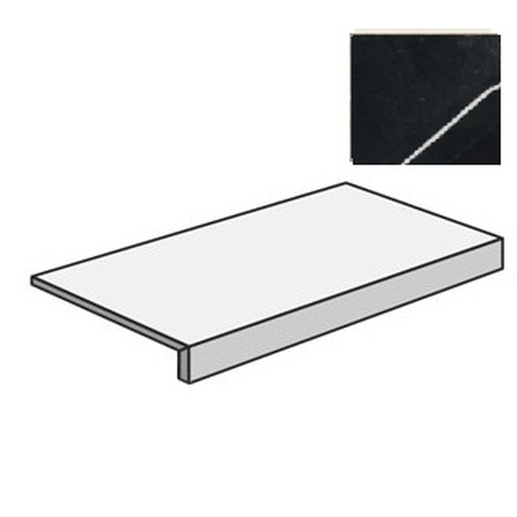 Atlas Concorde Russia Forte Dei Marmi 620070002395 Elegant Black Scalino Frontale Rett 33x160 матовая