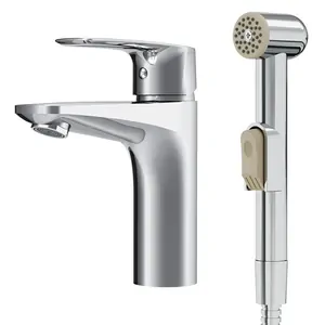 Смеситель AM.PM S для умывальника F90A03000 однозахватный, излив 99мм, с гиг.душем, хром