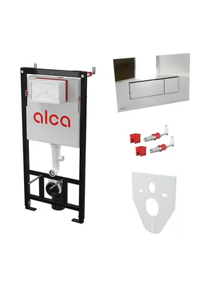 Инсталляция для унитаза ALCAPLAST AM101/1120 4 в 1 с бачком, с клавишей хром глянец M671 AM101/1120-4:1 RU M671-0001