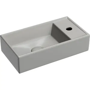 Раковина подвесная Ceramicanova 407х217х100 чаша слева, антрацит матовый CN6051LMH