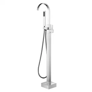 Смеситель Swedbe Spira для ванны напольный, ручной душ, шланг, хром 4003