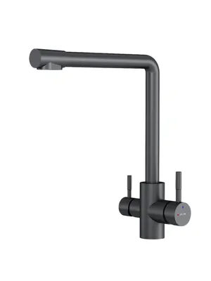 Смеситель для кухни AM.PM F85B05722 L-образный излив, с каналом для фильтр. воды, черный мат