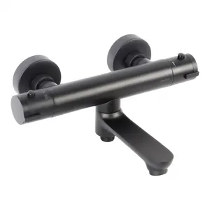 Смеситель для ванны/душа Swedbe 9045B термостат, поворотный излив, черный матовый