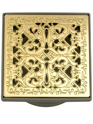 Трап душевой Migliore (112х112) с гидрозатвором и декоративной решеткой, золото 24891