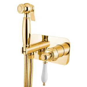 Смеситель CEZARES -DIF-03/24-Bi для гигиенического душа, однозахватный, золото/белая ручка